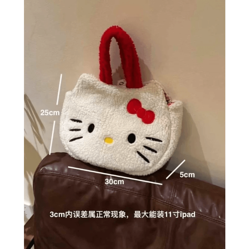 Hello Kitty Plush Shoulder Bag - Large Capacity Anime Handbag