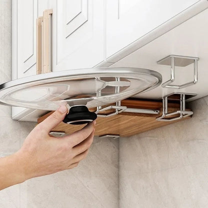 Wall-Mounted Kitchen Sink Storage Rack - Punch-Free Pot Lid Holder