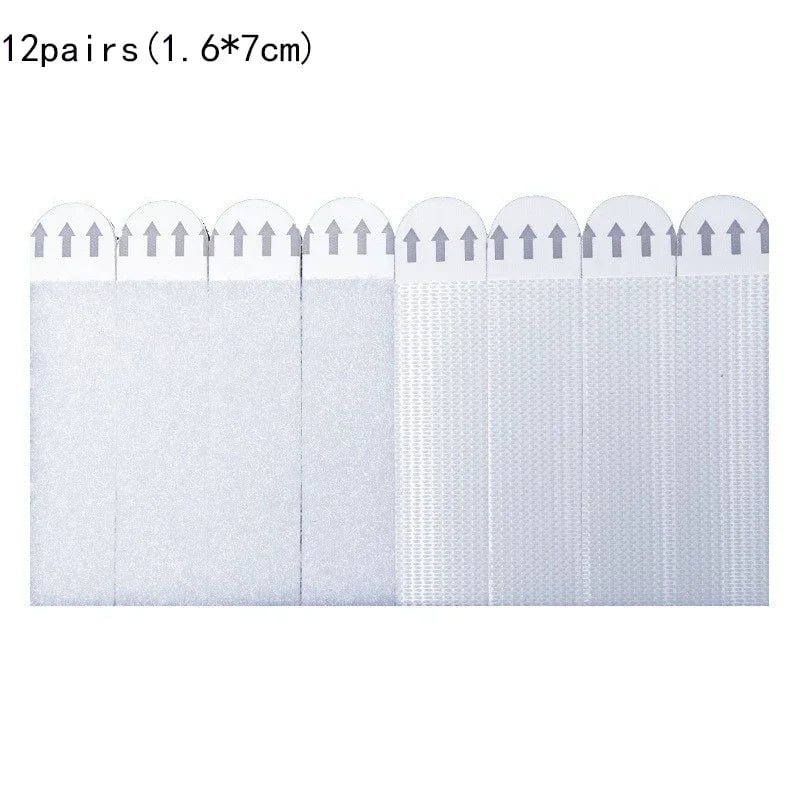 12 Pairs Double-Sided Adhesive Wall Strips Tool-Free Removable Hooks