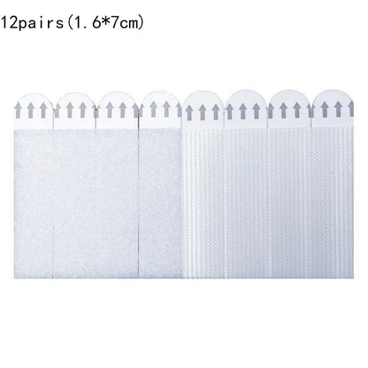 12 Pairs Double-Sided Adhesive Wall Strips Tool-Free Removable Hooks