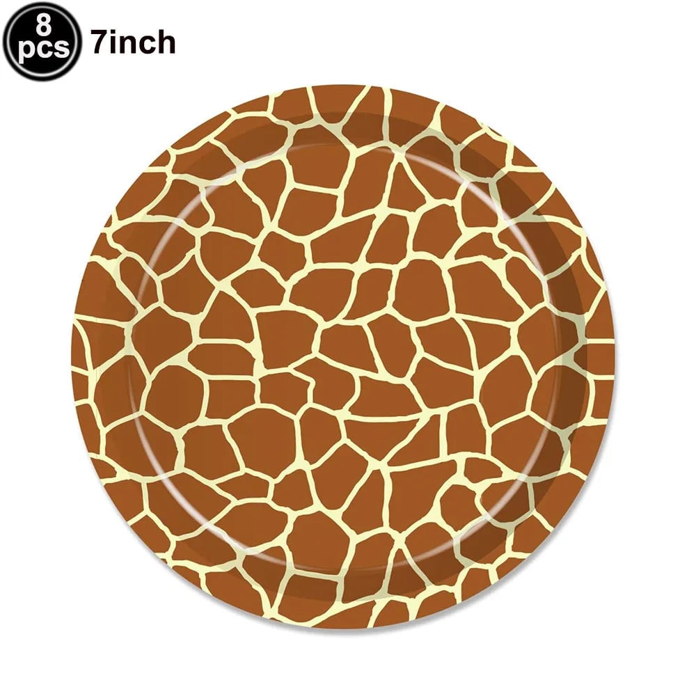 Jungle Animal Print Disposable Paper Plates Safari Party 8-Pack