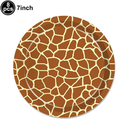 Jungle Animal Print Disposable Paper Plates Safari Party 8-Pack
