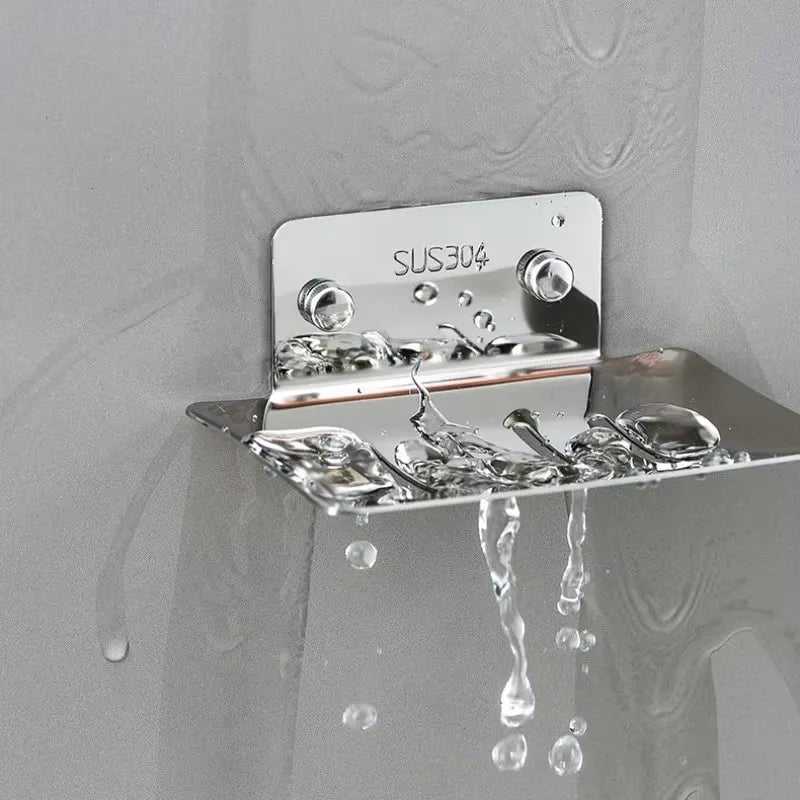Wall-Mounted Non-Porous Drain Soap Dish Tray Holder Bathroom