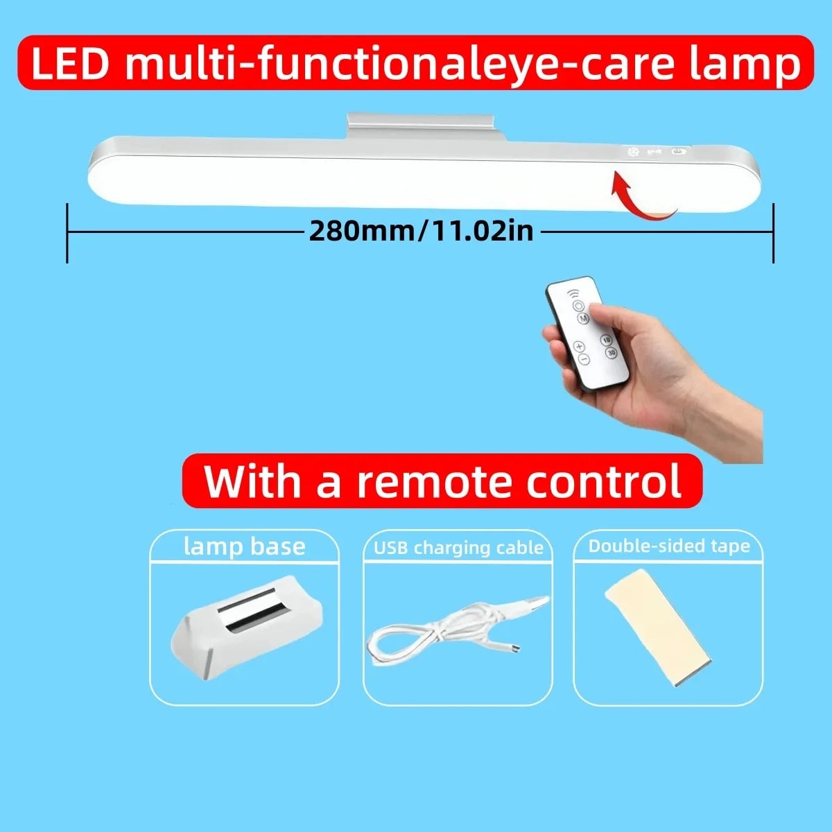 USB Rechargeable LED Desk Lamp - Magnetic Hanging 3-Color Dimmable