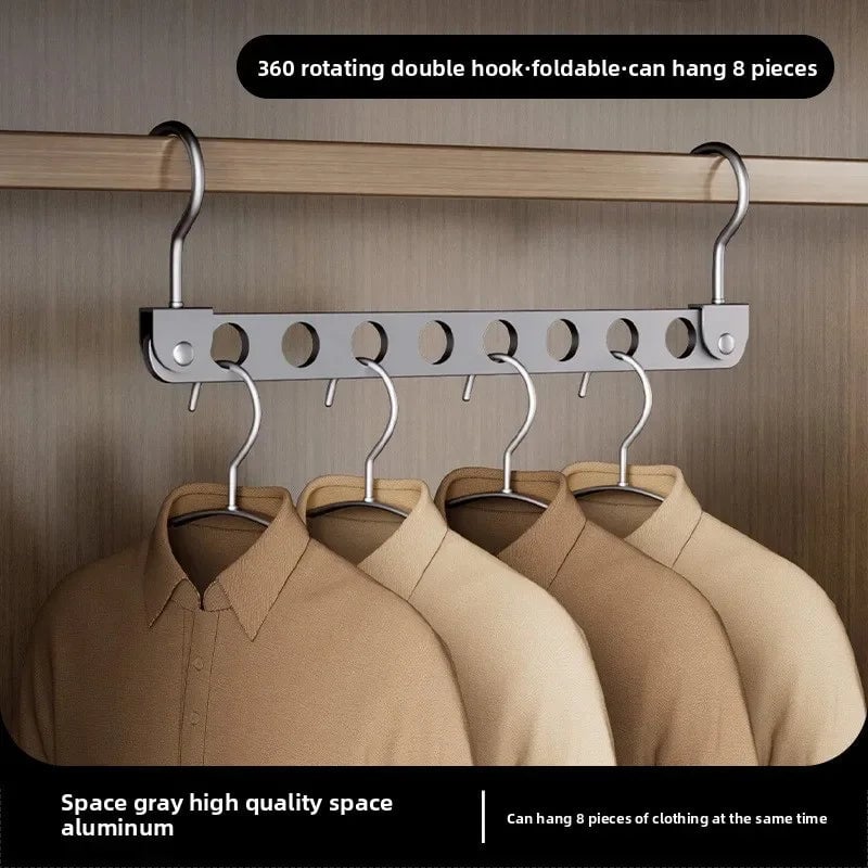 Foldable Rotatable Metal Hanger Storage Rack 6/8 Holes Organizer
