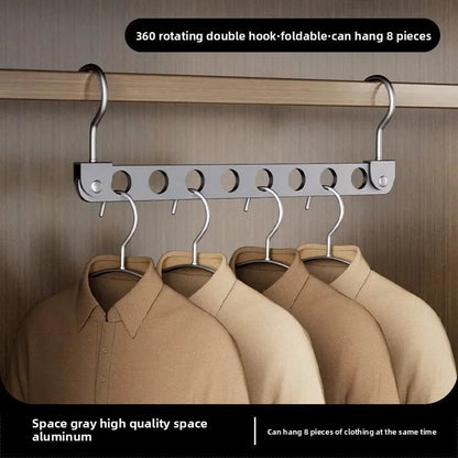 Foldable Rotatable Metal Hanger Storage Rack 6/8 Holes Organizer