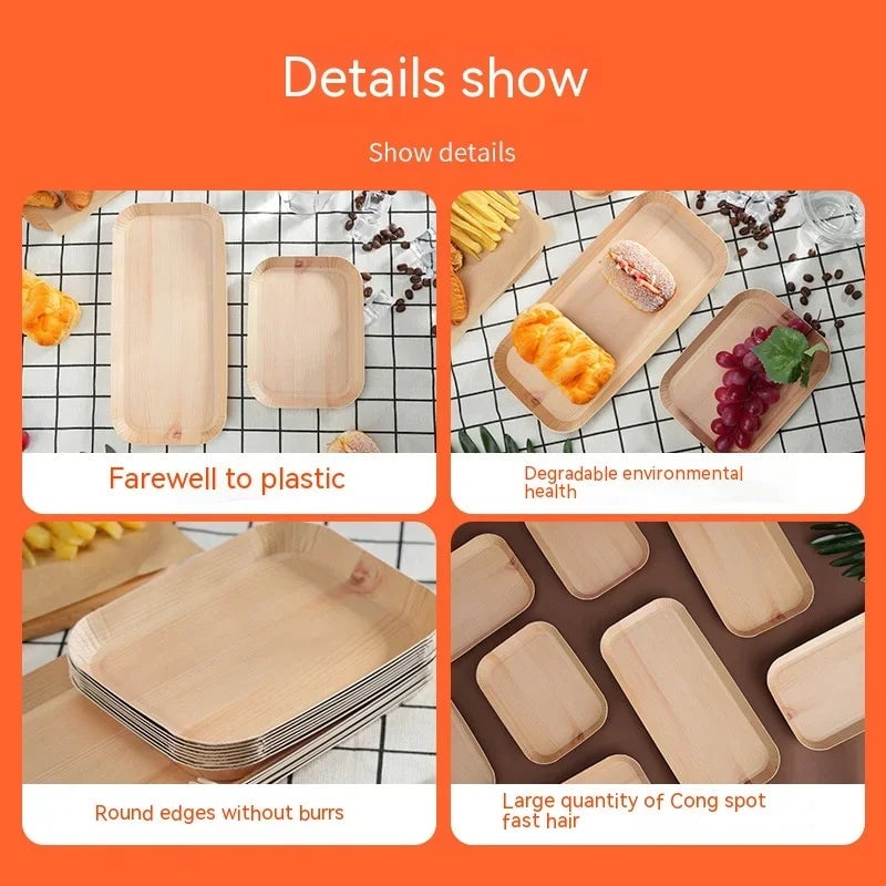 10PCS Wood Grain Disposable Dessert Plates - Party & Outdoor Dishes