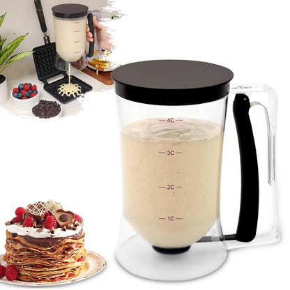 Handheld Batter Dispenser Measuring Cup with Funnel - Cake Mix Tool