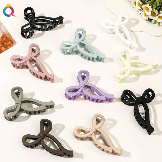 Matte Acrylic Bow Hair Claw Clip - Large Ponytail Crab Hair Clip