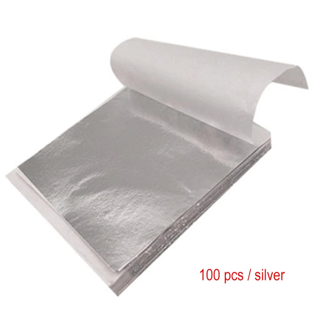 Gold Silver Foil Leaf Paper 100 Sheets Gilding Art Craft