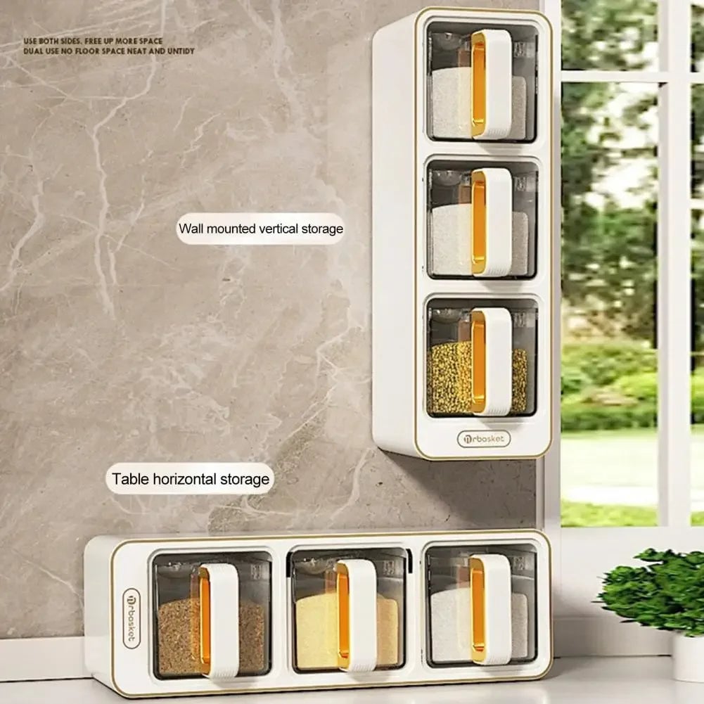 Wall-Mounted Spice Rack Set with Magnetic Containers & Spoons