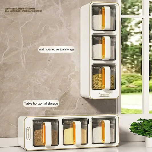Wall-Mounted Spice Rack Set with Magnetic Containers & Spoons