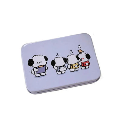 Rectangular Tinplate Puppy Storage Box - Mini Metal Cartoon Organizer
