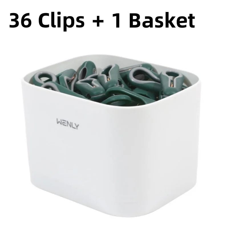 24/36-Piece Plastic Clothes Pins with Storage Basket - Laundry Pegs