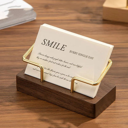 Wooden Business Card Holder Desktop Organizer Display Stand Office