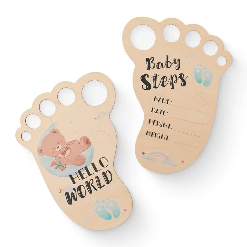 Wooden Baby Milestone Number Cards Monthly Newborn Photography Props