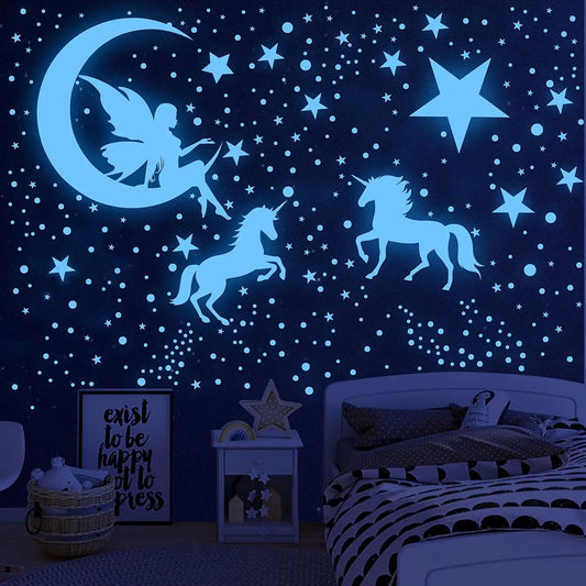 Glow In Dark Unicorn Wall Decals - Removable Kids Room Stickers