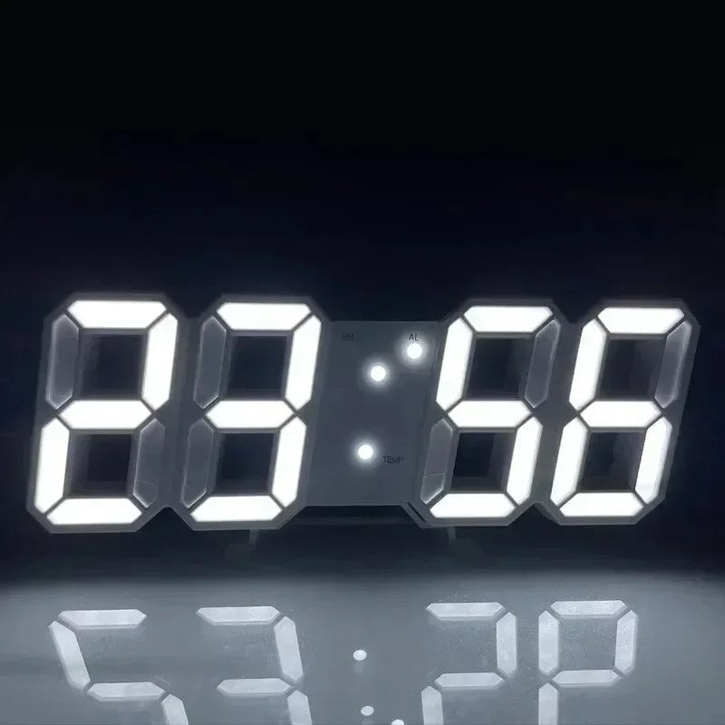 LED Digital Wall Clock with Alarm - Modern Electronic Table Display