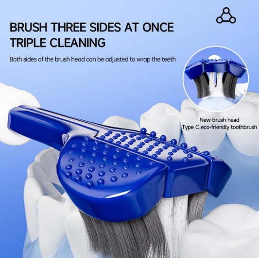 3D U-Shaped Manual Toothbrush 6-Pack - Three-Sided Soft Bristles