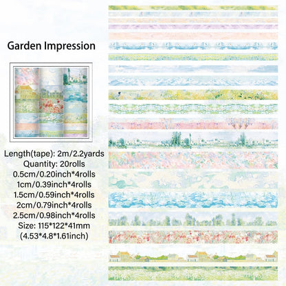 20 Rolls Vintage Garden Washi Tape Set 2M Each Scrapbook Journal