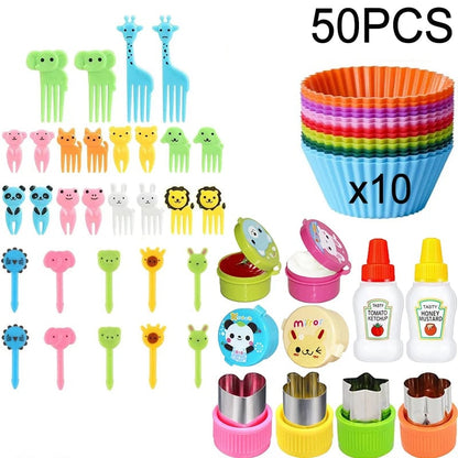 Mini Animal Fruit Forks Kids Set Silicone Vegetable Cutter Dividers