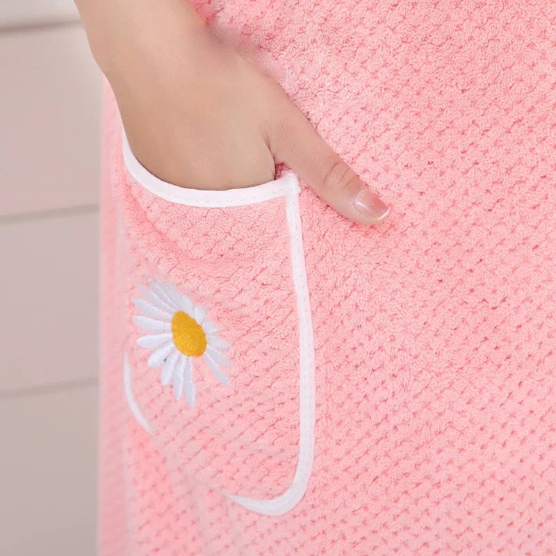 Coral Velvet Wearable Bath Towel - Fast Drying Beach Spa Bathrobe