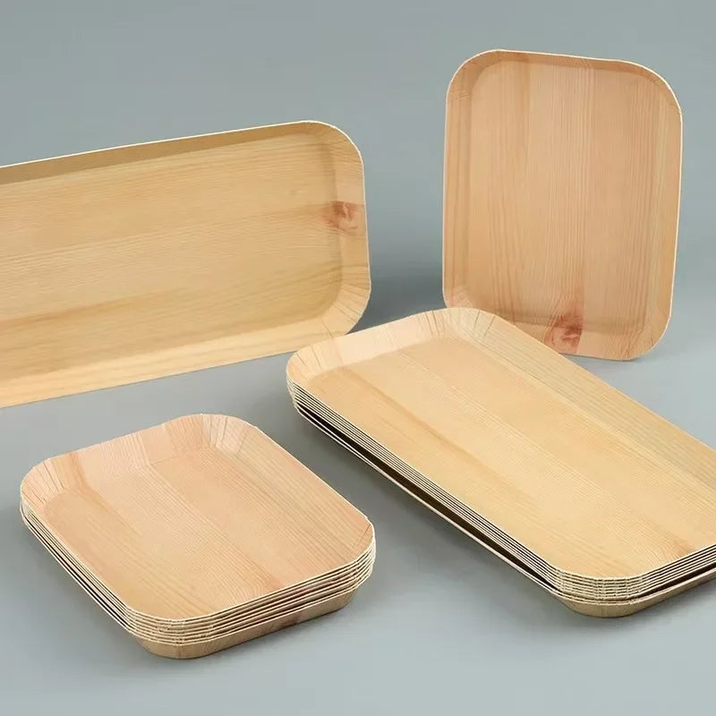 10PCS Wood Grain Disposable Dessert Plates - Party & Outdoor Dishes