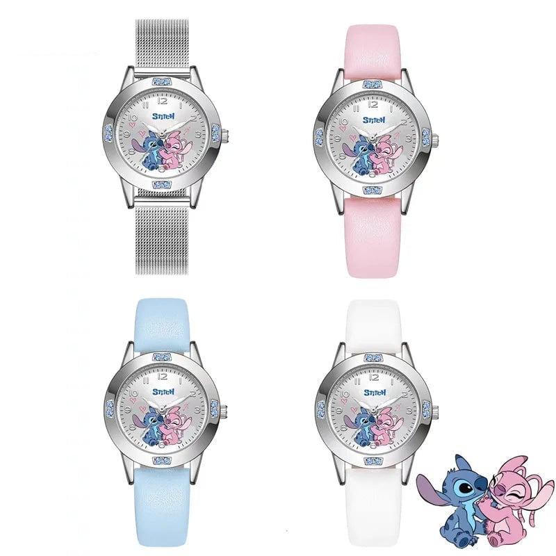 Disney Stitch Diamond Quartz Watch - Leather & Steel Band Women's Gift