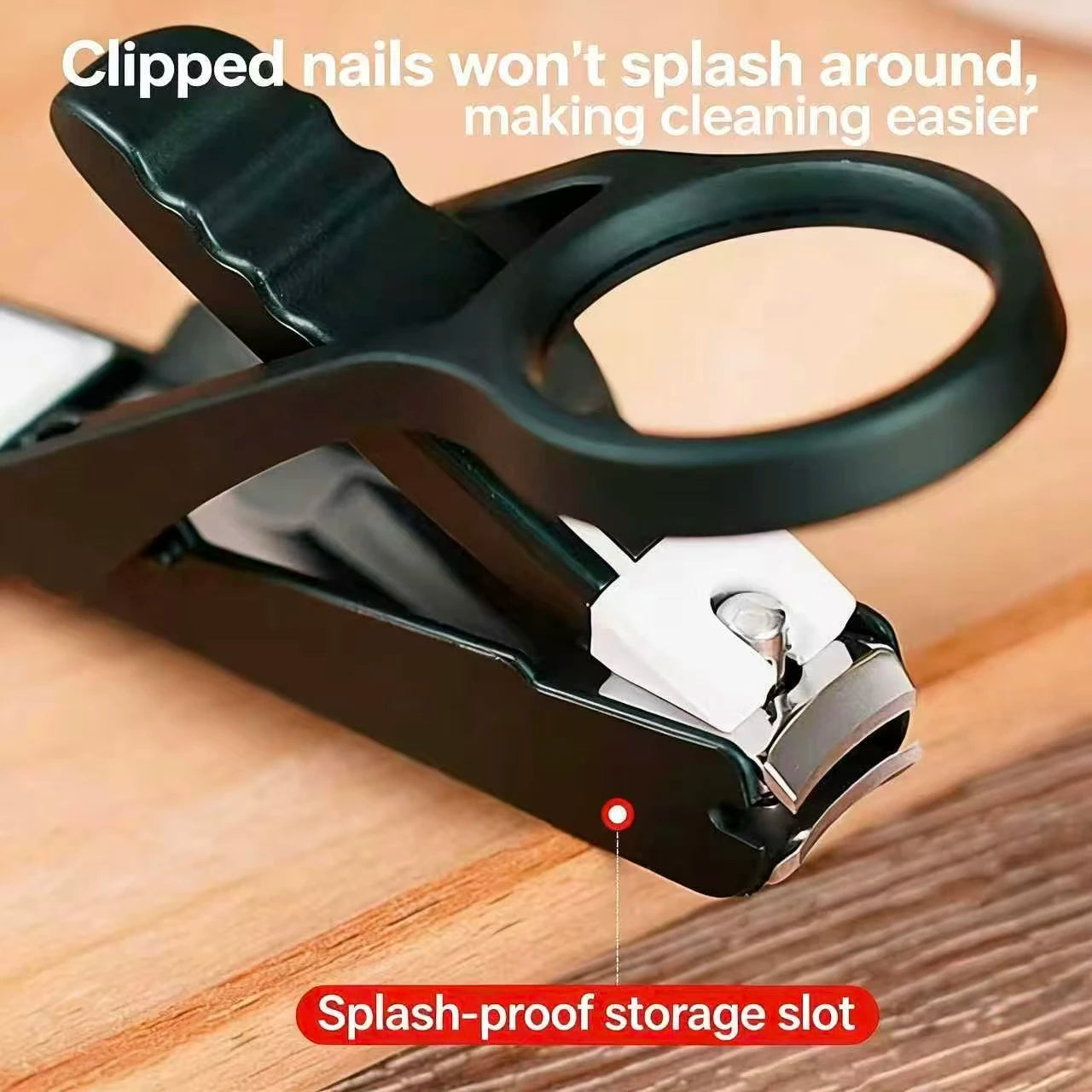 Premium Stainless Steel Concave Nail Clipper with Magnifying Lens - Ergonomic Rubber Grip Handle for Seniors