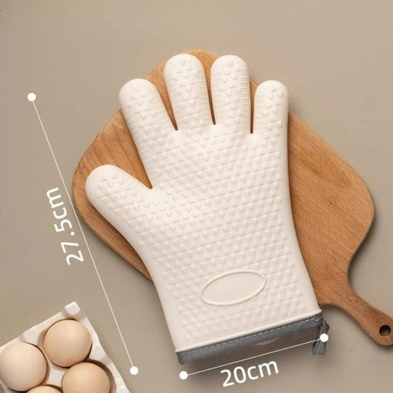 Heat Resistant Silicone Oven Mitts Anti-Scald BBQ Baking Gloves Pair
