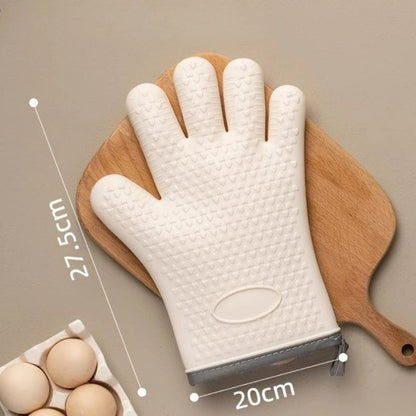 Heat Resistant Silicone Oven Mitts Anti-Scald BBQ Baking Gloves Pair