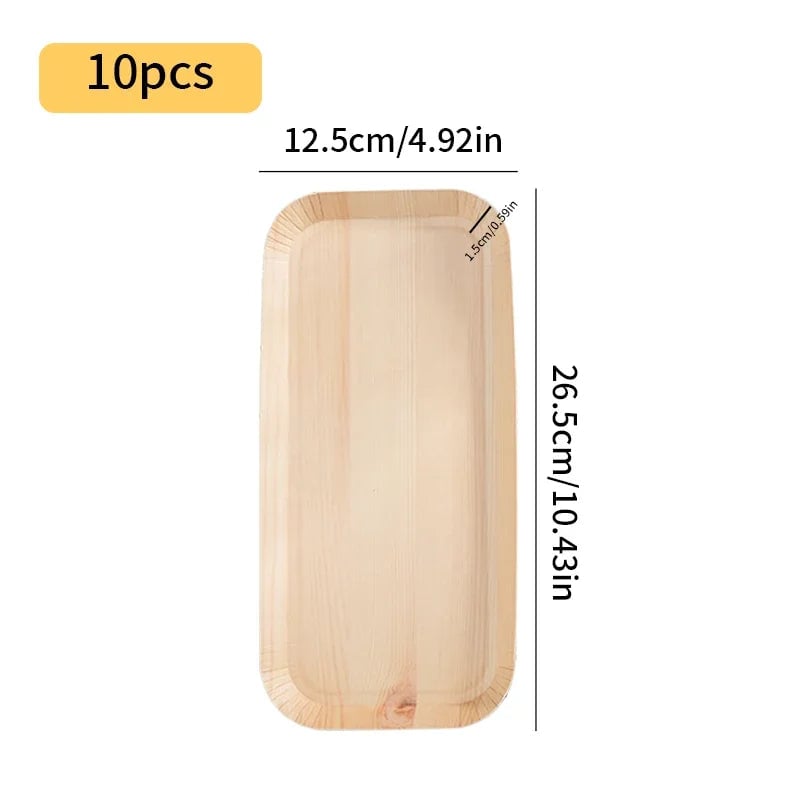 10PCS Wood Grain Disposable Dessert Plates - Party & Outdoor Dishes