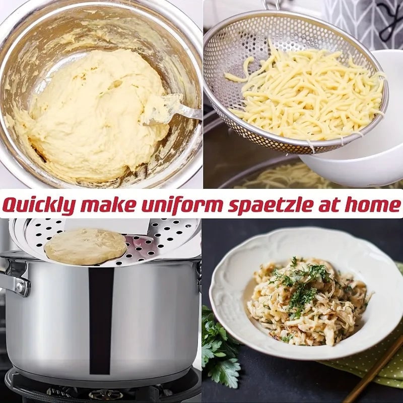 Stainless Steel Spaetzle Maker with Lid & Scraper - German Dumpling