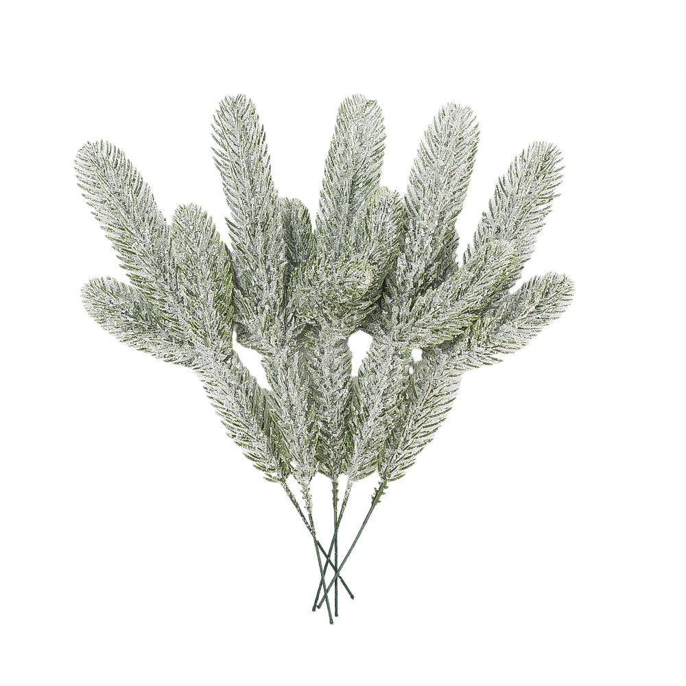 Artificial Snow Pine Branch Set - 5/10pcs Fake Pine Needles Garland