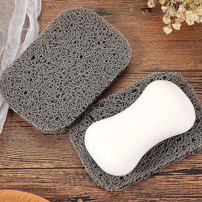 Gray BPA Free Self Draining Soap Bar Holders Non Slip Bathroom Mat Set