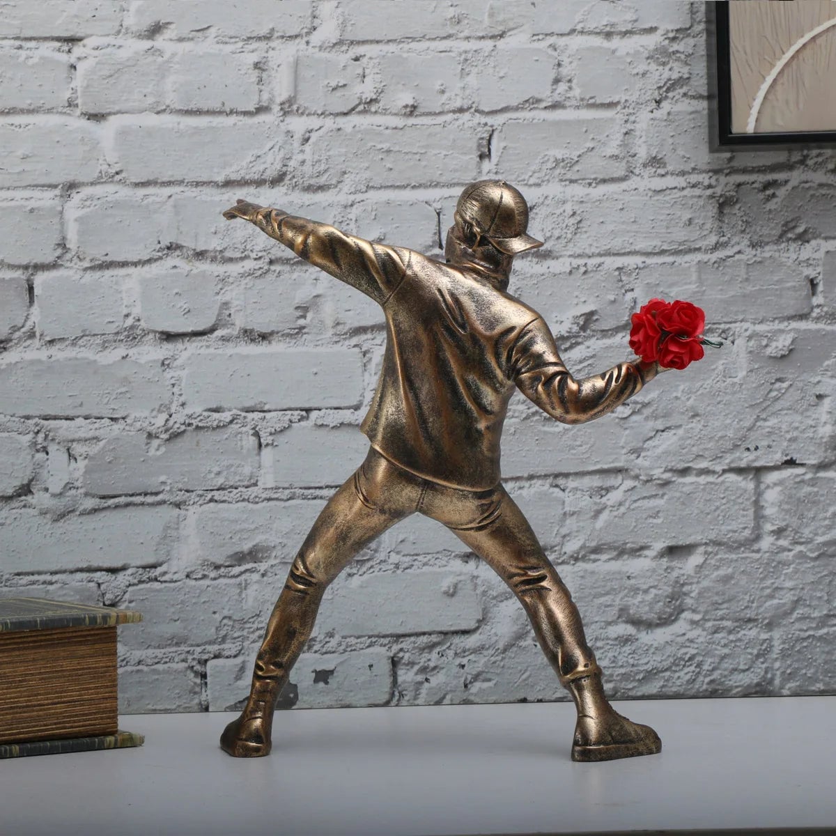 Resin Banksy Flower Thrower Bomber Statue - Home Decor Collectible
