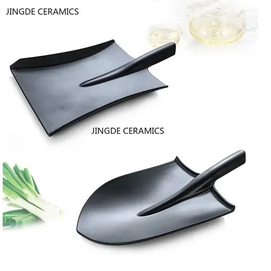 Black Melamine Shovel Plate - BBQ Serving Plate Restaurant Grade