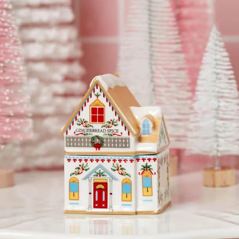 Mini Gingerbread House Spice Jar Set Holiday Village Kitchen Decor