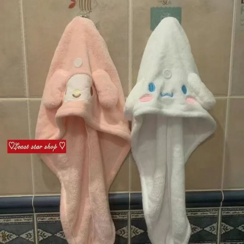 Quick Dry Microfiber Hair Towel Wrap Kuromi My Melody Shower Cap