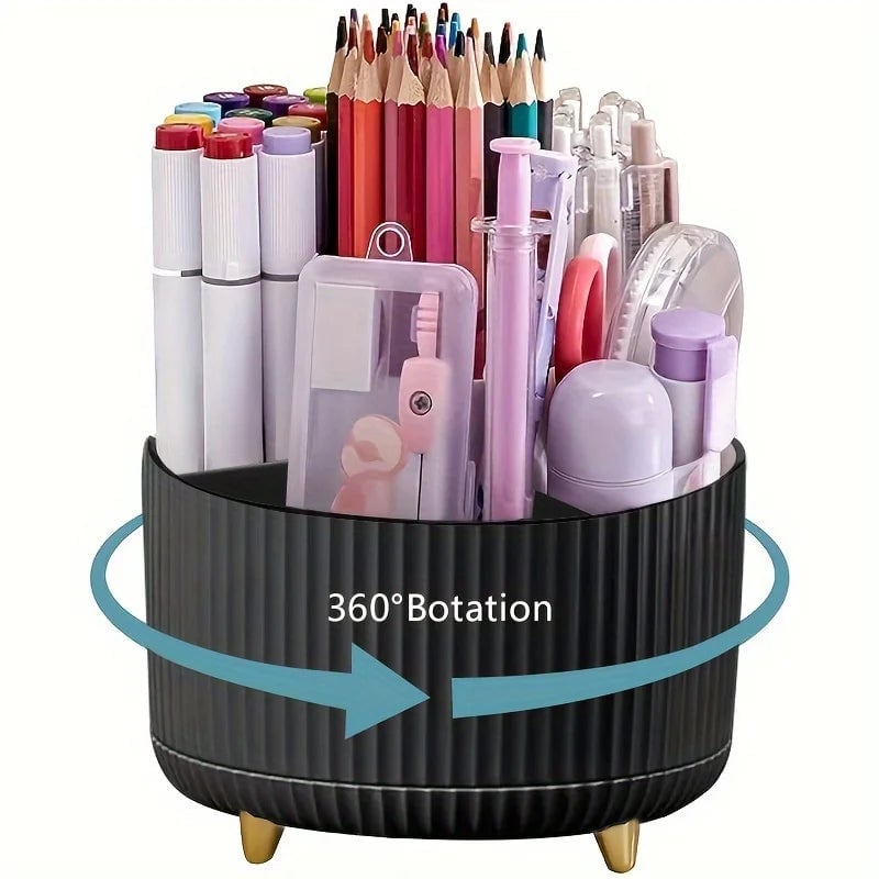 5-Slot 360° Rotating Desktop Pen Holder - Office Pencil Organizer