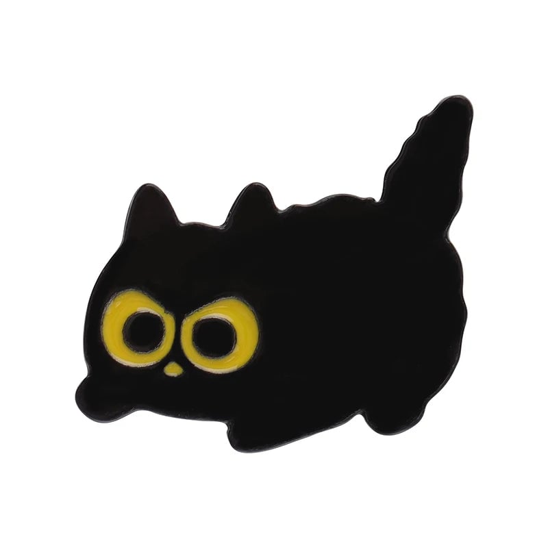 Black Cat Enamel Pin - Big Eyes Kitten Brooch Lapel Badge Jewelry