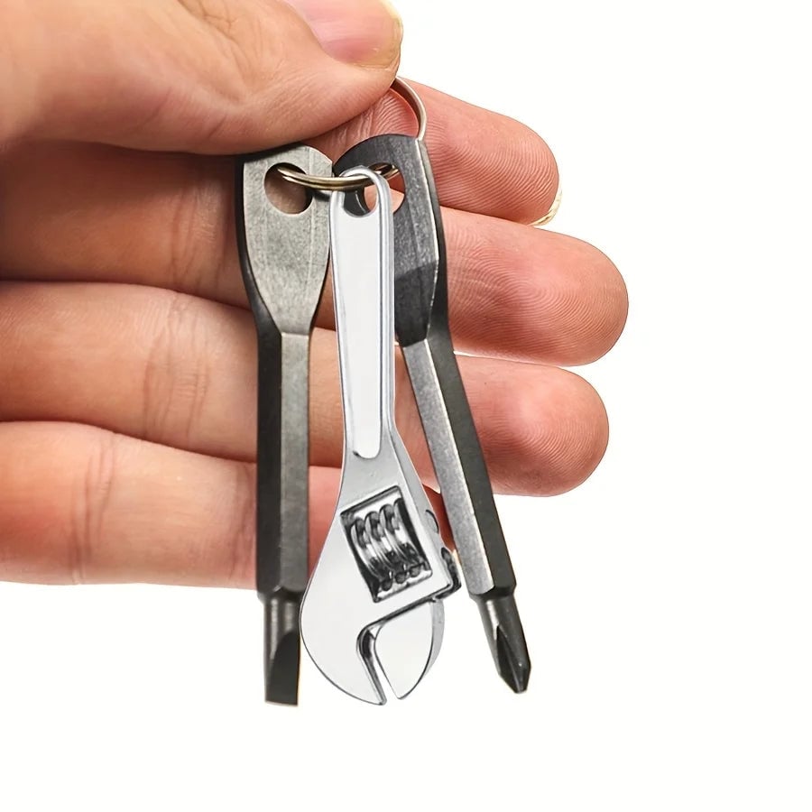 3-Piece Mini Portable Screwdriver Set with Keychain - Bike Repair Kit