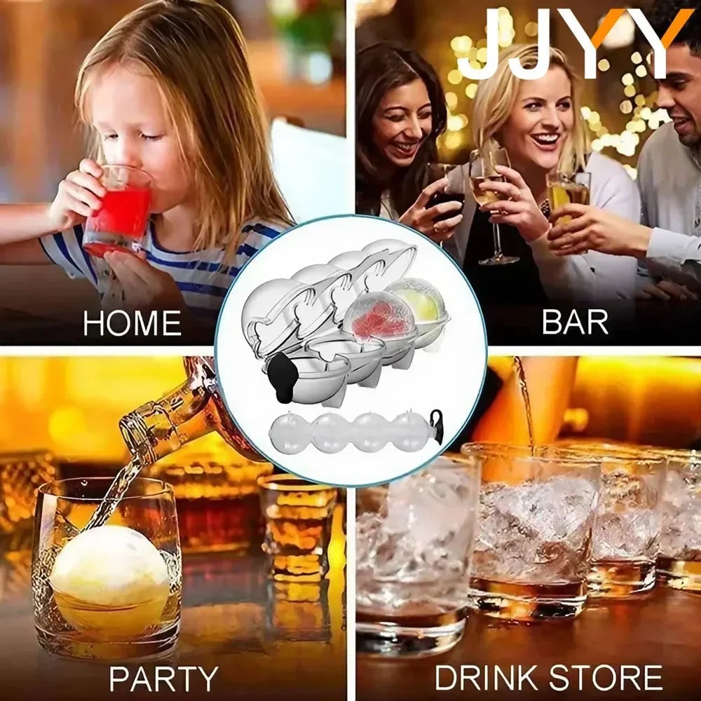 4 Cavity Silicone Whiskey Ice Ball Mold - Premium Cocktail Maker