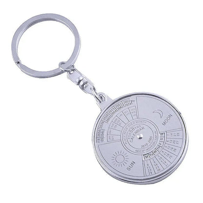 50-Year Perpetual Calendar Keychain - Silver Metal Alloy Multifunctional