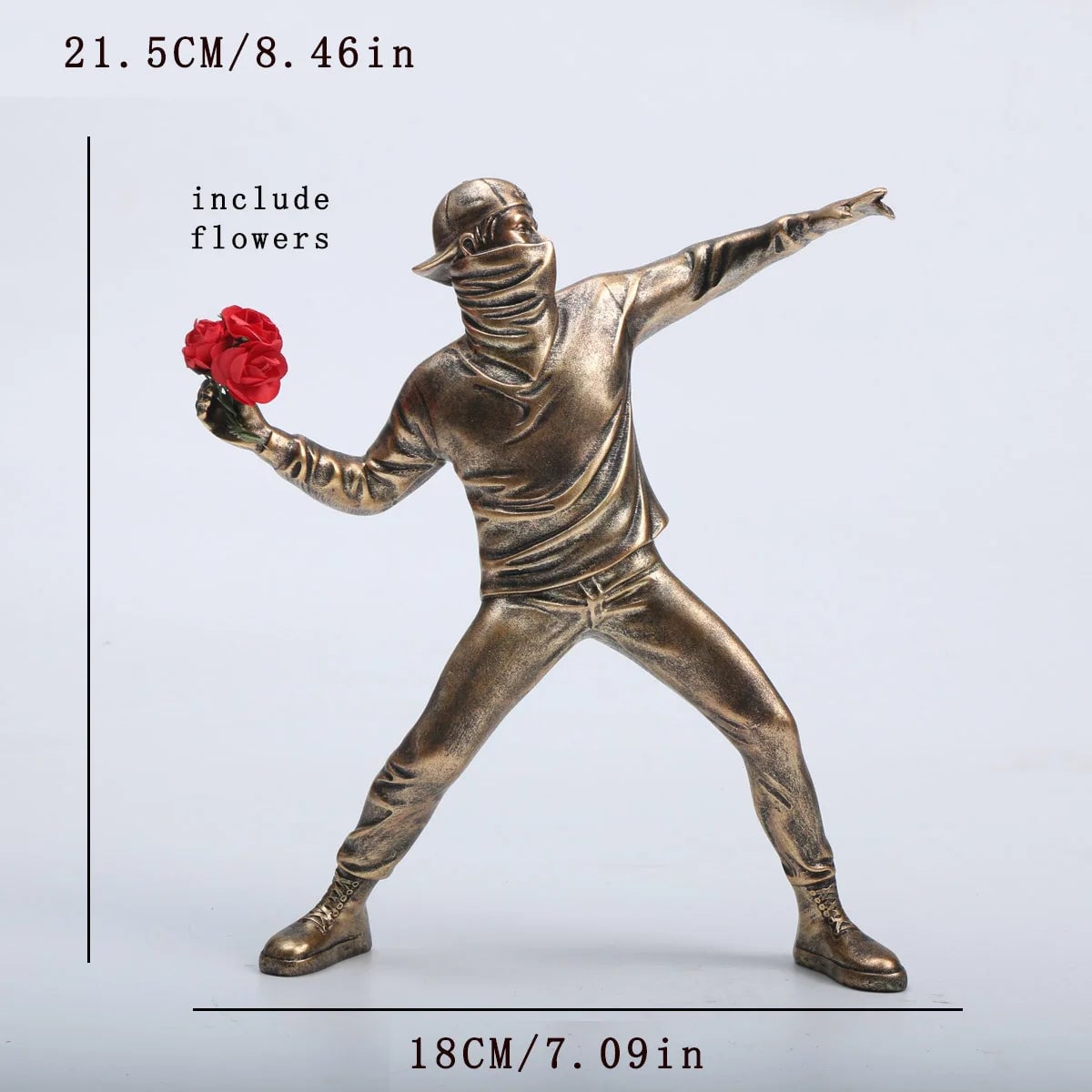 Resin Banksy Flower Thrower Bomber Statue - Home Decor Collectible
