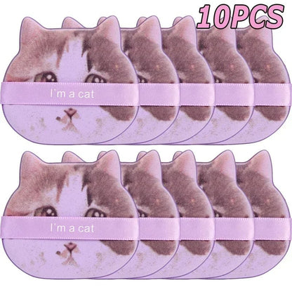 10PC Cat-Shaped Makeup Puffs - Dual-Use Foundation & Powder Blender Set