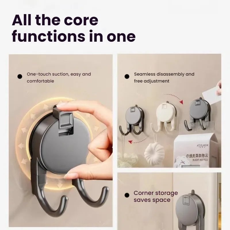 Strong Suction Cup Hooks No Drill Dual Hook Bathroom Kitchen