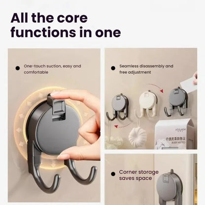 Strong Suction Cup Hooks No Drill Dual Hook Bathroom Kitchen
