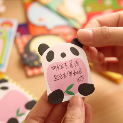 8 Piece Animal Sticky Notes Set - Panda Cat Memo Pads Stationery