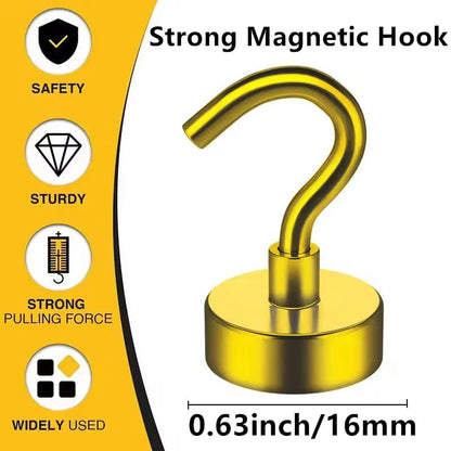 16mm Heavy Duty Magnetic Hooks - Strong Multi-Purpose Storage